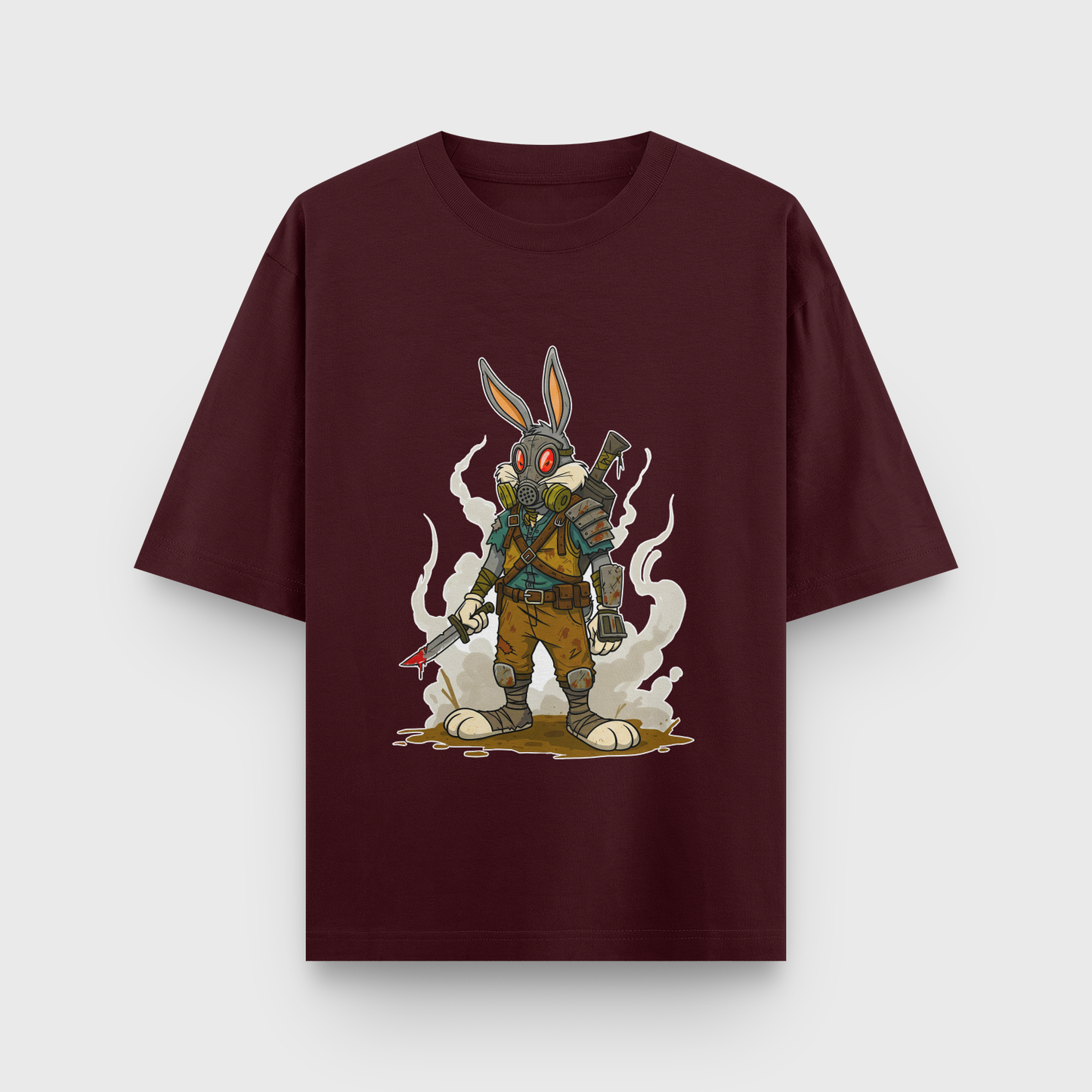 Apocalypse Bunny Oversized Tee – Noir & Lin India Maroon
