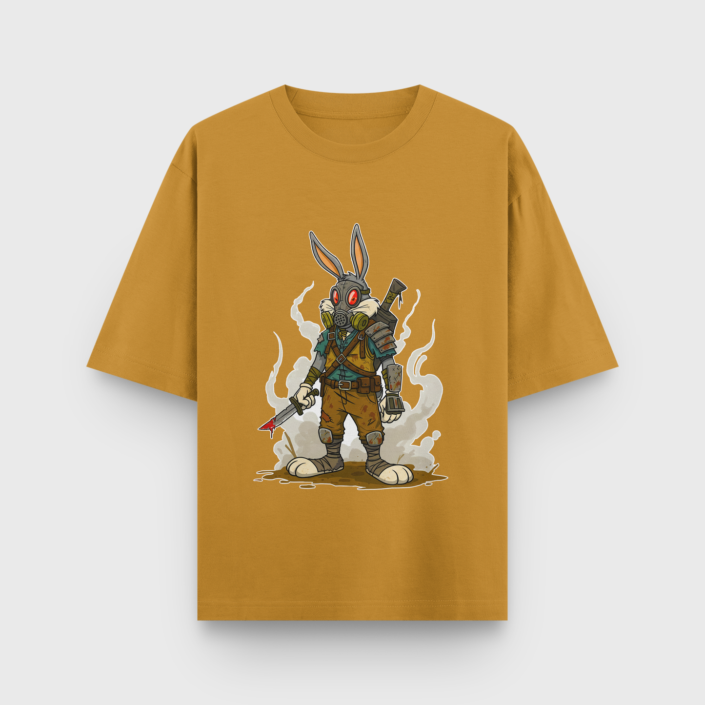 Apocalypse Bunny Oversized Tee – Noir & Lin India Mustard Yellow