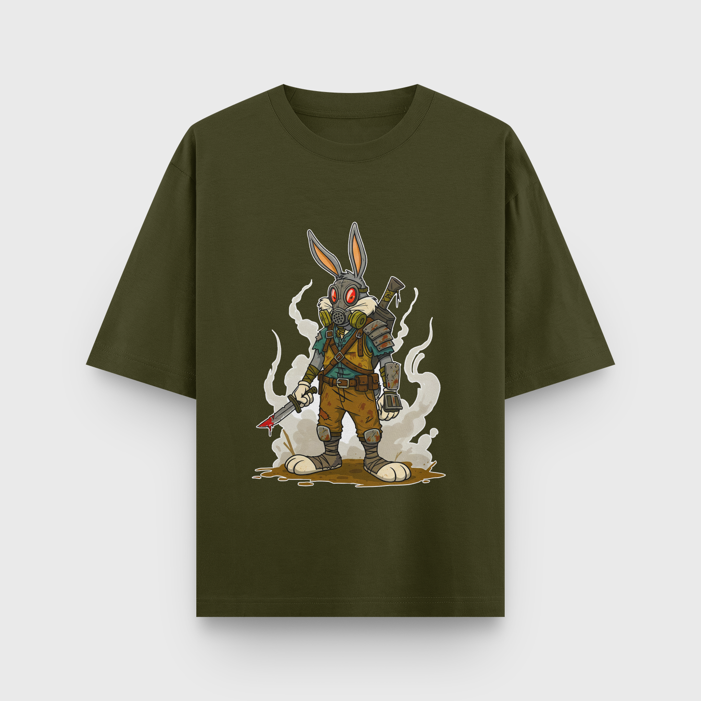Apocalypse Bunny Oversized Tee – Noir & Lin India Olive Green