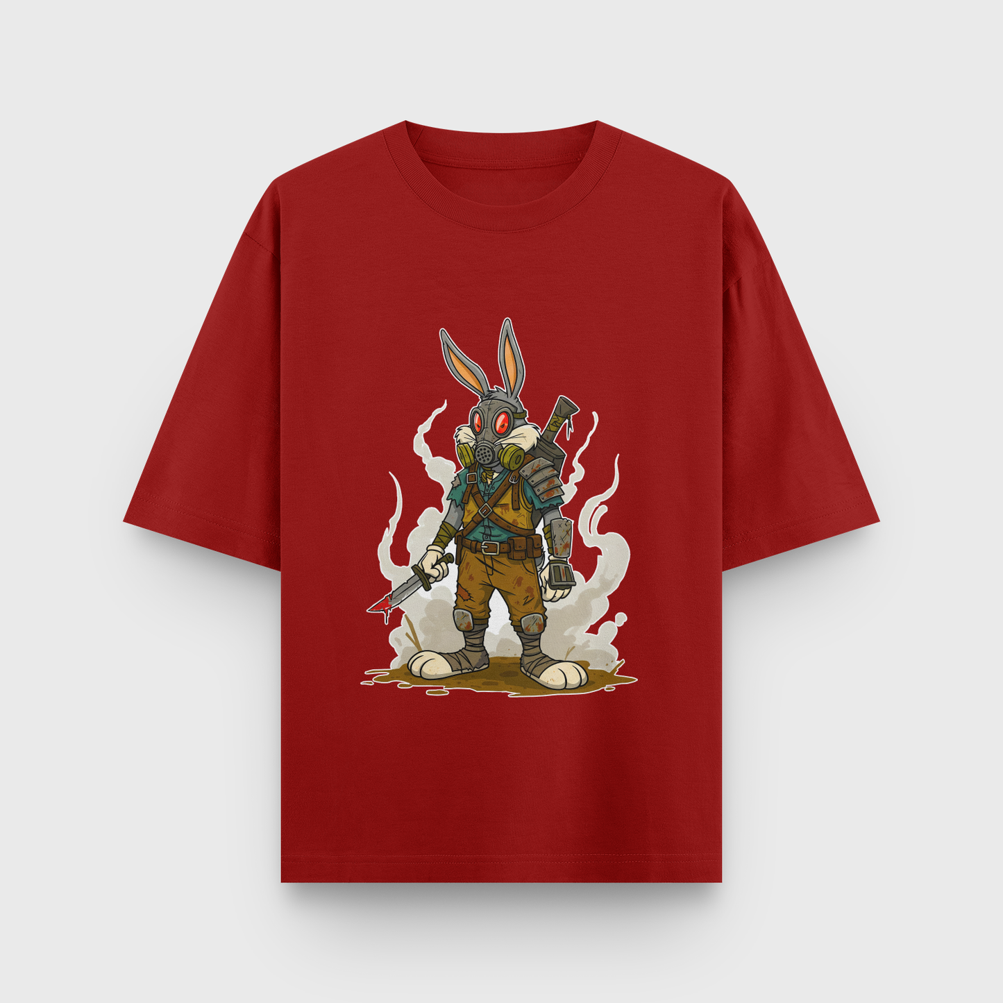 Apocalypse Bunny Oversized Tee – Noir & Lin India Red