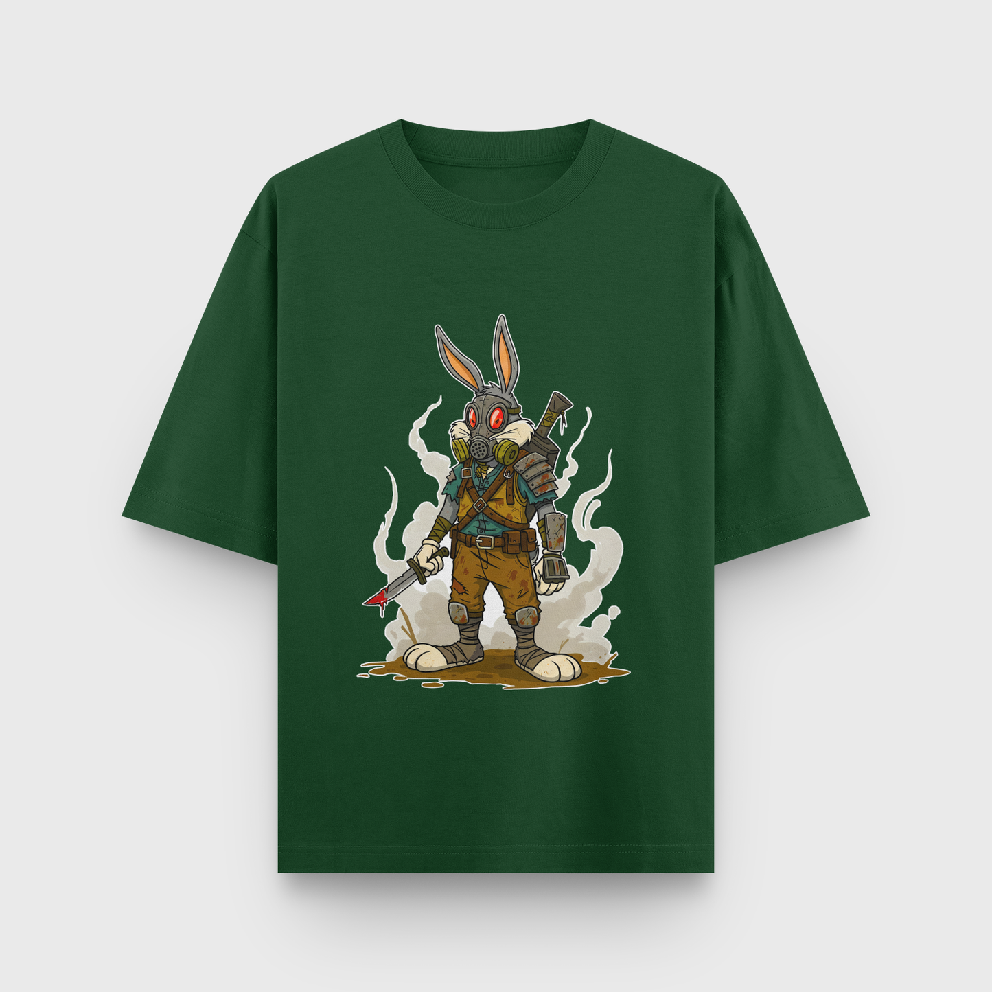 Apocalypse Bunny Oversized Tee – Noir & Lin India Bottle Green