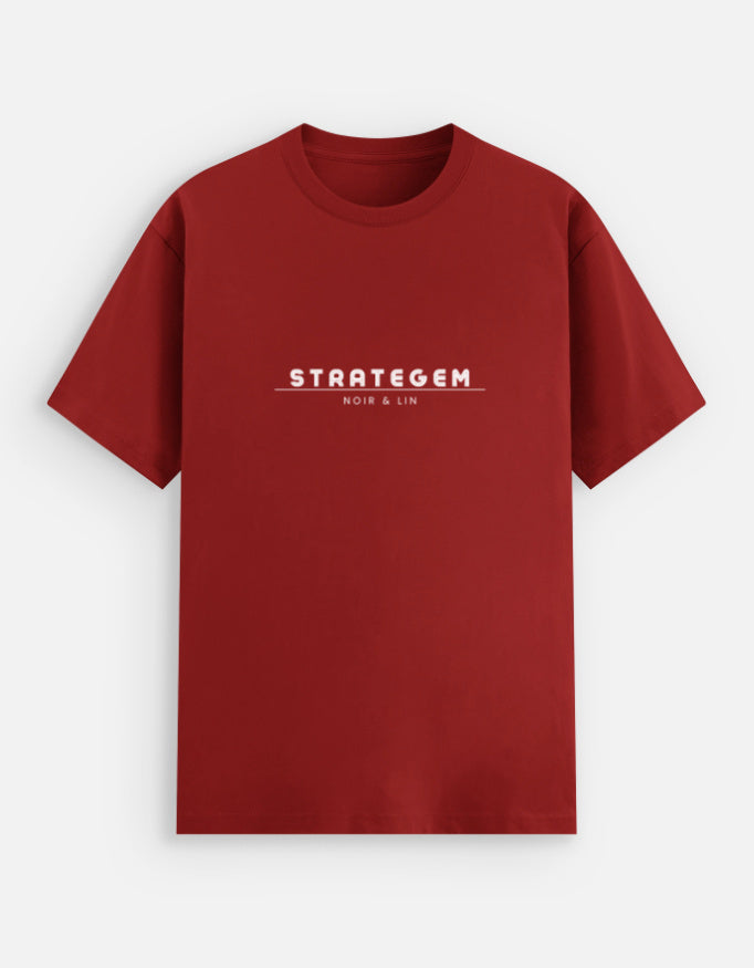 STRATAGEM – Stretch T-shirt – Noir & Lin India Red