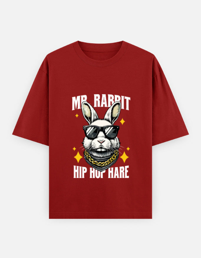 Mr. Rabbit Hip Hop Hare Oversized T-Shirt – Noir & Lin India Red