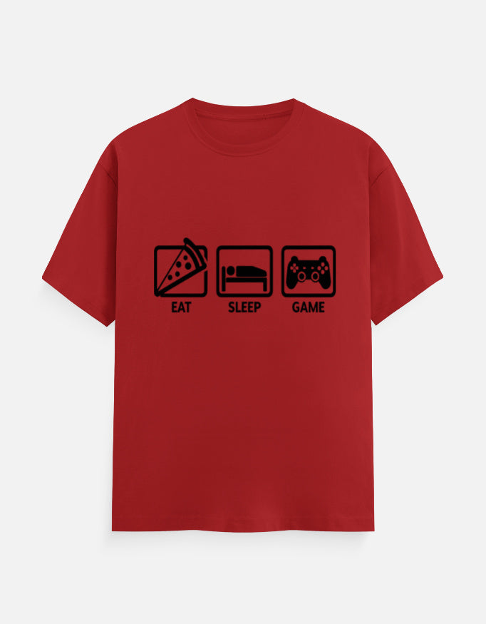 Eat Sleep Game Repeat Tee – Noir & Lin India Red
