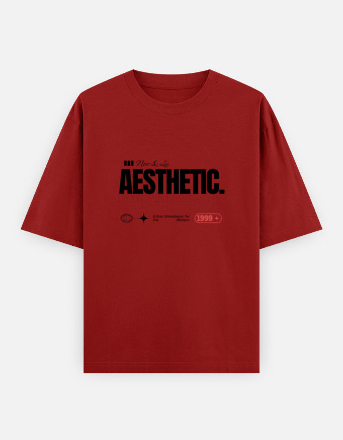Aesthetic Oversized T-Shirt – Noir & Lin India Red