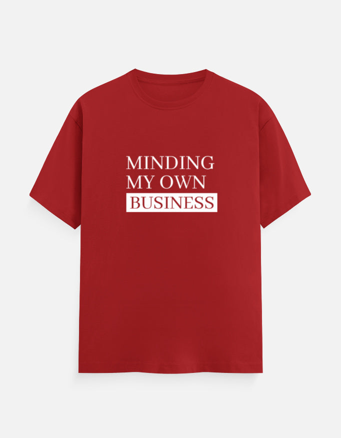 Minding My Own Business Tee – Unisex Regular Fit – Noir & Lin India Red