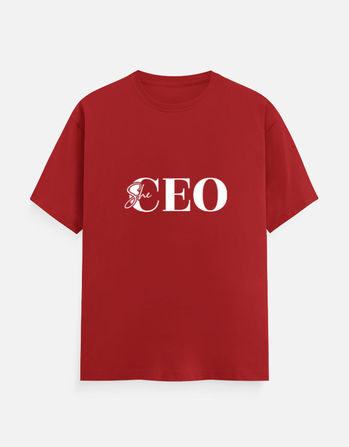 She CEO Classic Crew T-Shirt – Noir & Lin India Red