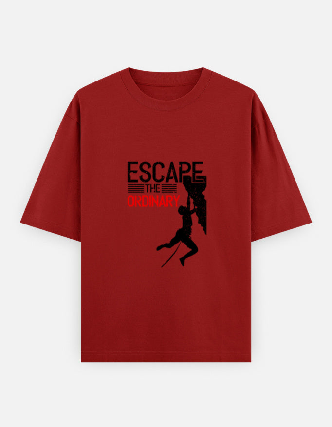 Escape the Ordinary Oversized T‑Shirt – Noir & Lin India Red
