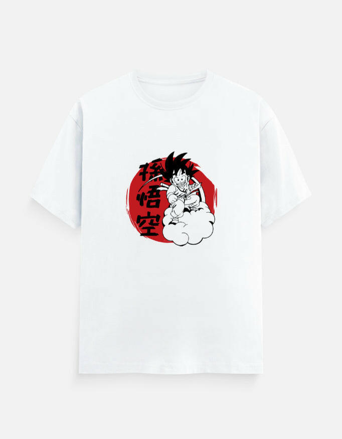 Goku Anime Graphic Crew T-Shirt – Noir & Lin India White