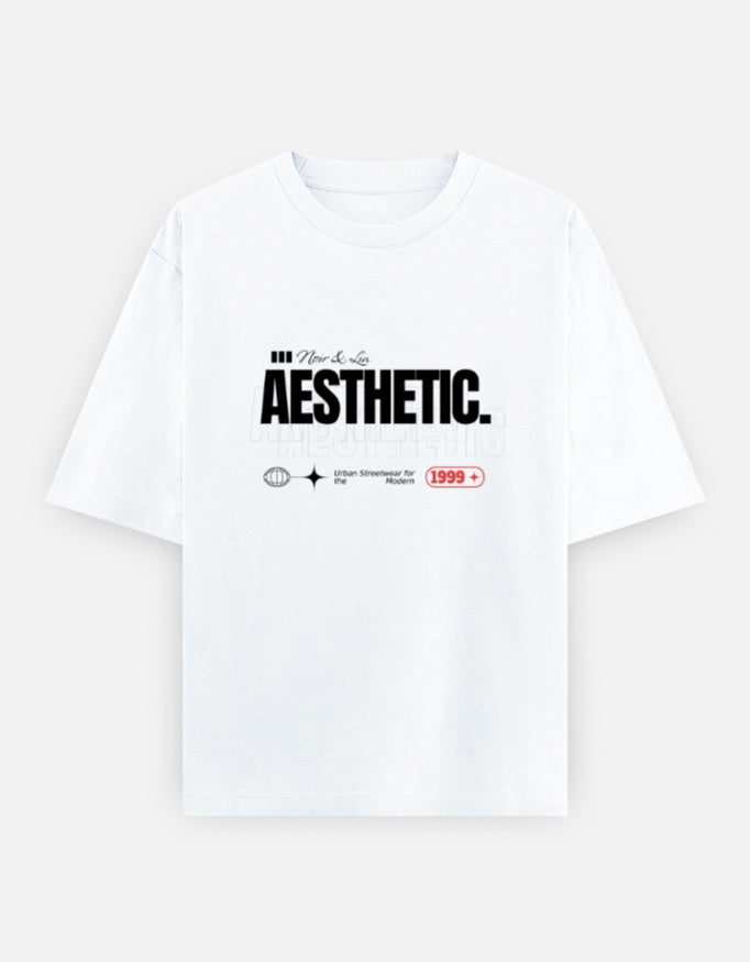 Aesthetic Oversized T-Shirt – Noir & Lin India White