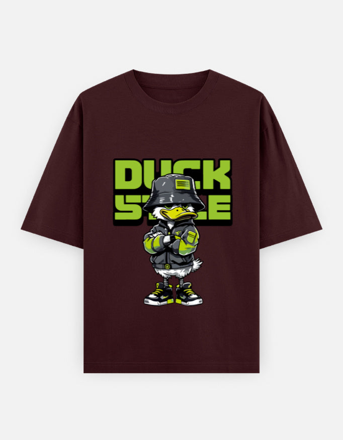 Duck Style Oversized Heavyweight T-Shirt – Noir & Lin India Maroon