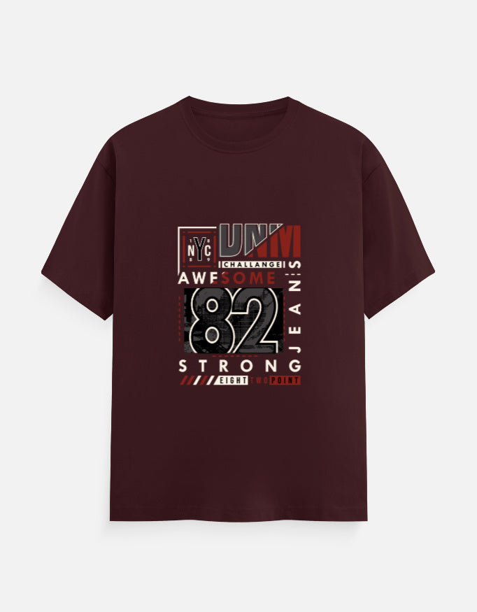 NYC 82 Strong Graphic T‑Shirt – Noir & Lin India Maroon