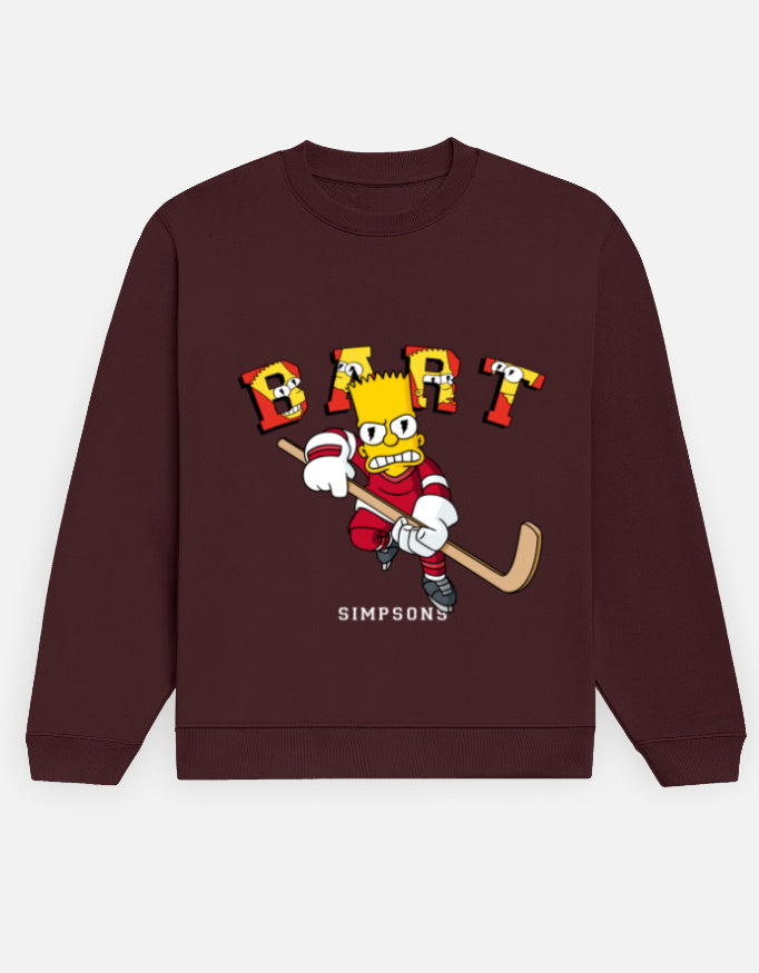 Bart Hockey – Simpsons Graphic Sweatshirt – Noir & Lin India Maroon