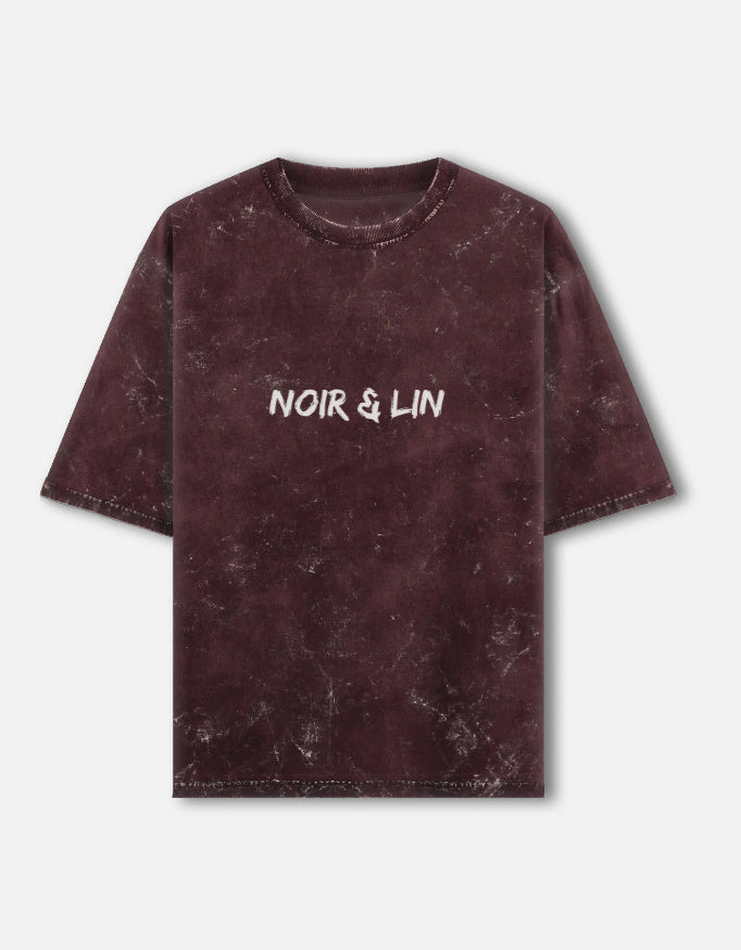 Noir & Lin Signature - Acid-Wash Oversized Tee – Noir & Lin India Maroon