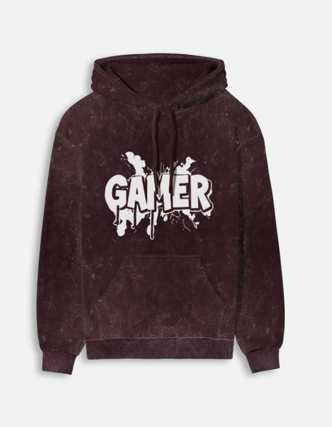 Gamer Acid Washed Hoodie – Noir & Lin India Maroon