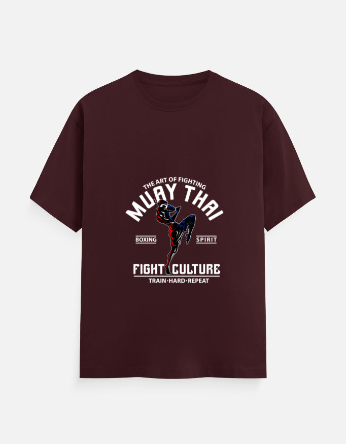 Muay Thai Fight Culture Graphic T-Shirt – Noir & Lin India Maroon