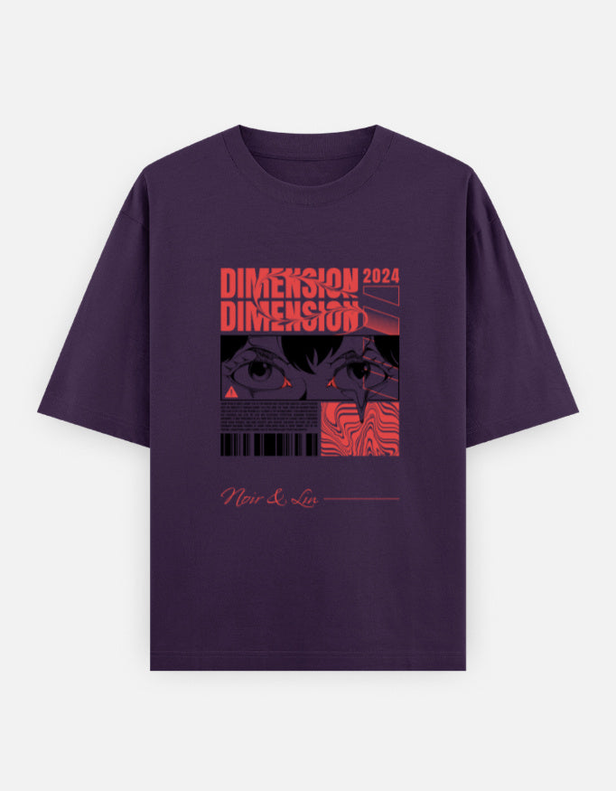 Dimension 2024 – Oversized Graphic Tee – Noir & Lin India Purple