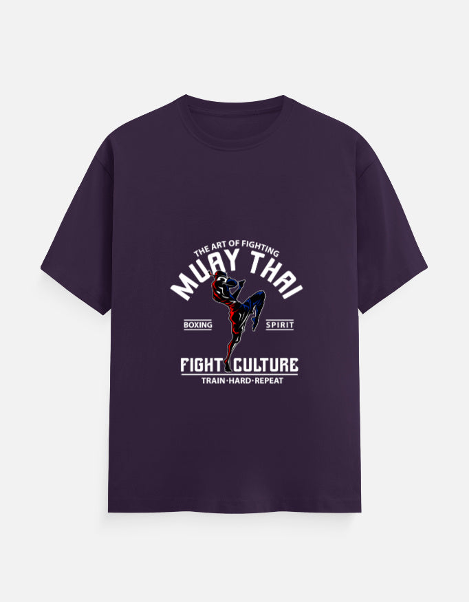 Muay Thai Fight Culture Graphic T-Shirt – Noir & Lin India Purple