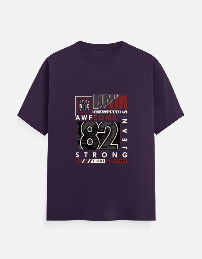 NYC 82 Strong Graphic T‑Shirt – Noir & Lin India Purple