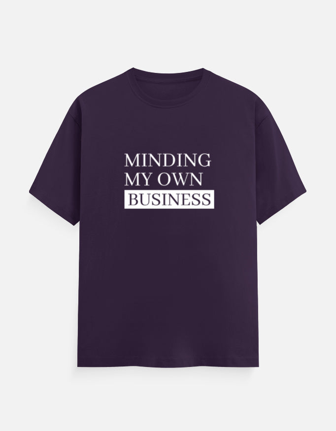 Minding My Own Business Tee – Unisex Regular Fit – Noir & Lin India Purple