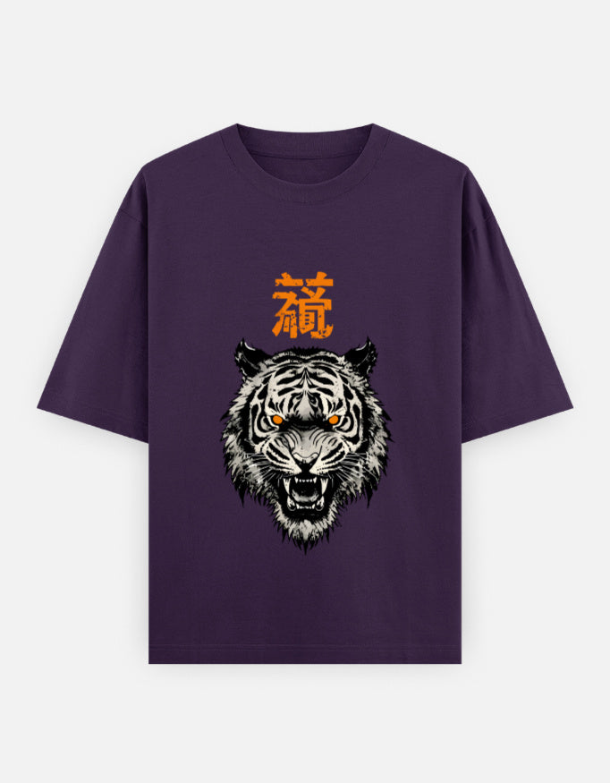 Tiger Spirit Oversized Heavyweight T-Shirt – Noir & Lin India Purple