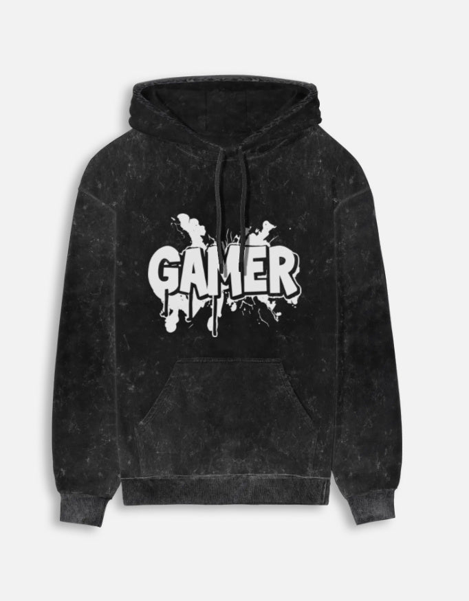 Gamer Acid Washed Hoodie – Noir & Lin India Black
