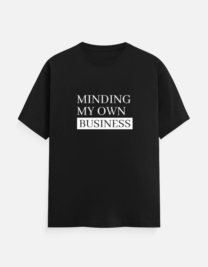 Minding My Own Business Tee – Unisex Regular Fit – Noir & Lin India Black