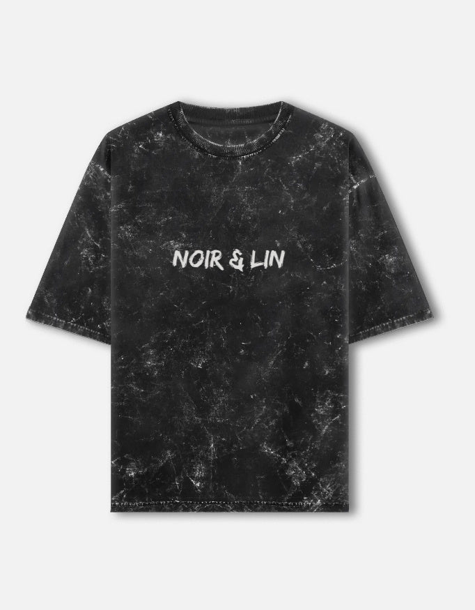 Noir & Lin Signature - Acid-Wash Oversized Tee – Noir & Lin India Black
