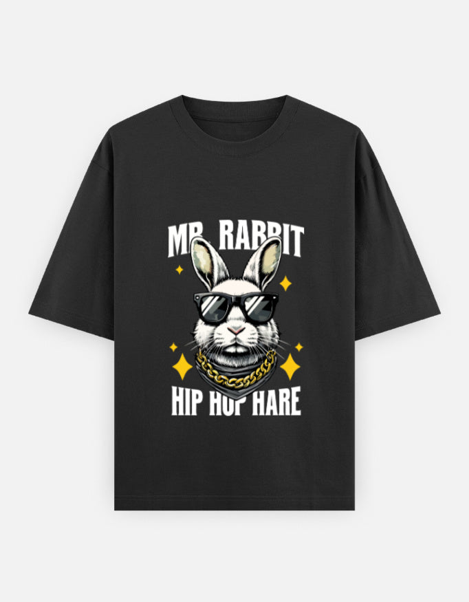 Mr. Rabbit Hip Hop Hare Oversized T-Shirt – Noir & Lin India Black