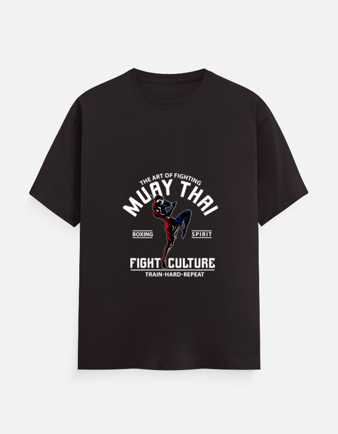 Muay Thai Fight Culture Graphic T-Shirt – Noir & Lin India Coffee Brown
