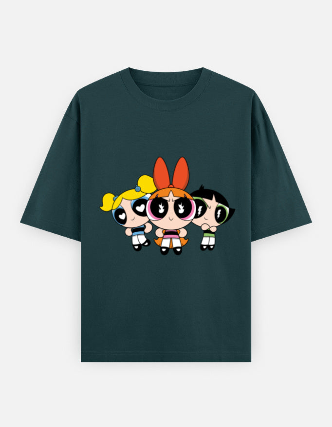Powerpuff Girls Front & Back Print – Noir & Lin India Petrol Blue