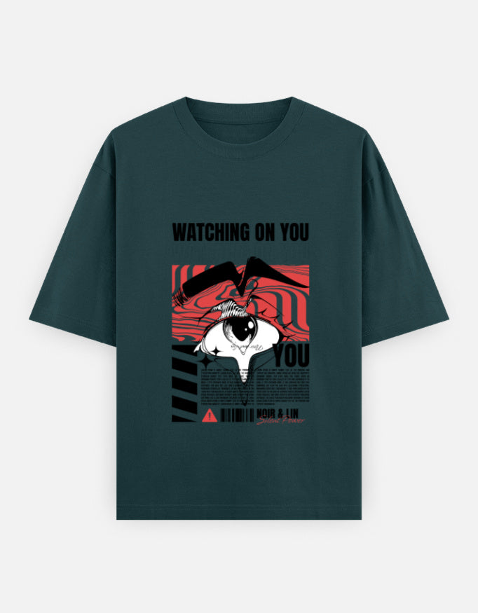 Watching On You Oversized T-Shirt – Noir & Lin India Petrol Blue