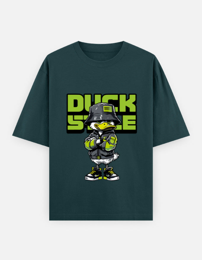 Duck Style Oversized Heavyweight T-Shirt – Noir & Lin India Petrol Blue