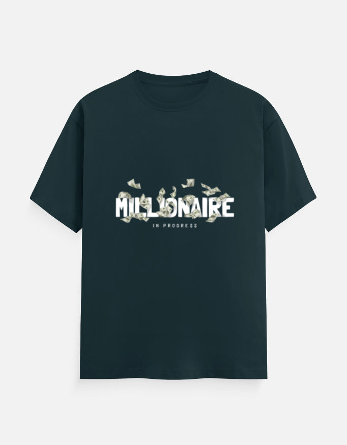 Millionaire In Progress Graphic T-Shirt – Noir & Lin India Petrol Blue