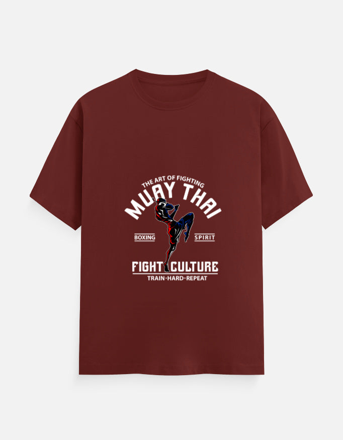 Muay Thai Fight Culture Graphic T-Shirt – Noir & Lin India Brick Red