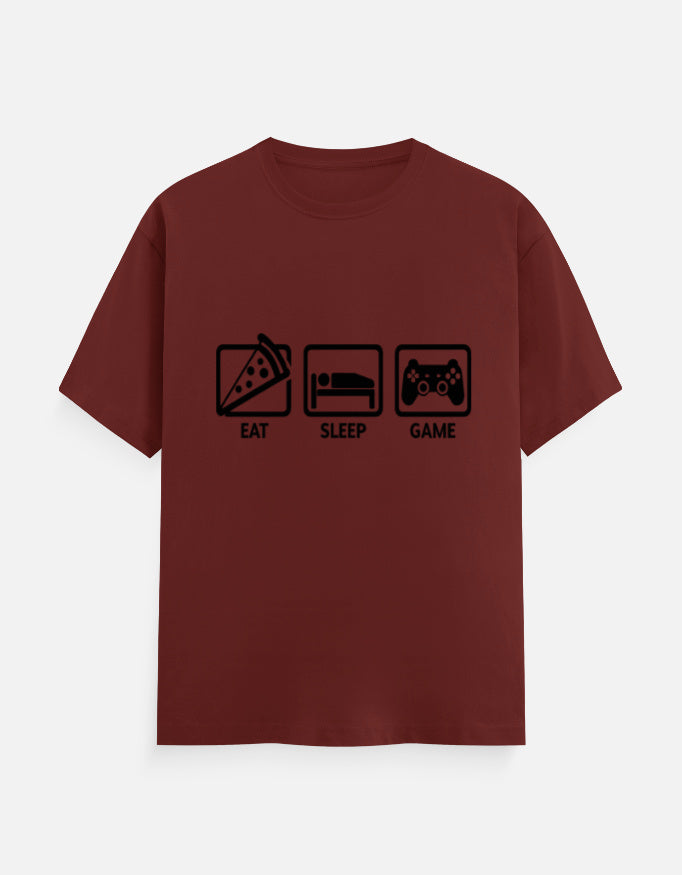 Eat Sleep Game Repeat Tee – Noir & Lin India Brick Red