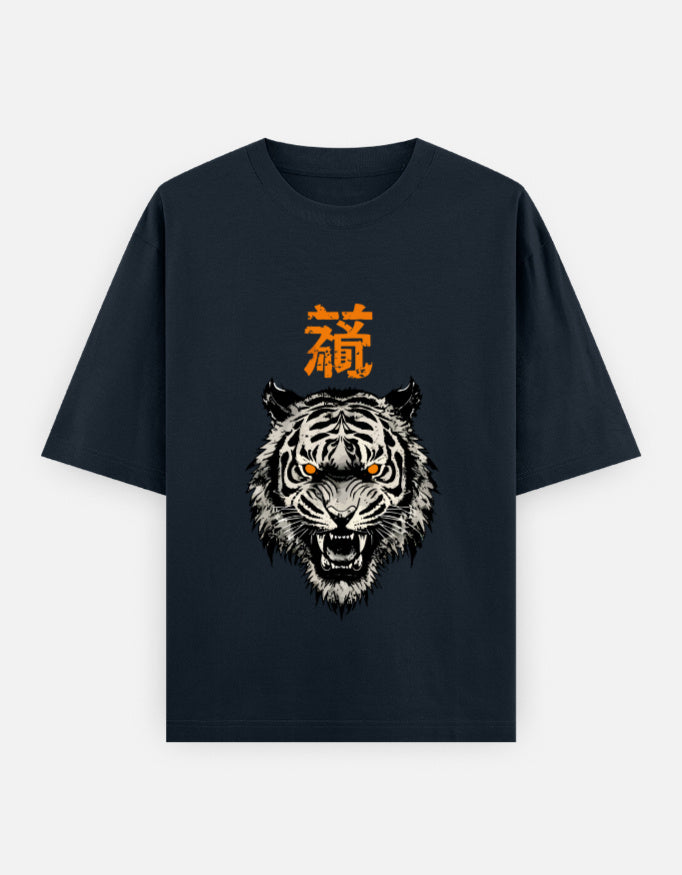 Tiger Spirit Oversized Heavyweight T-Shirt – Noir & Lin India Navy Blue