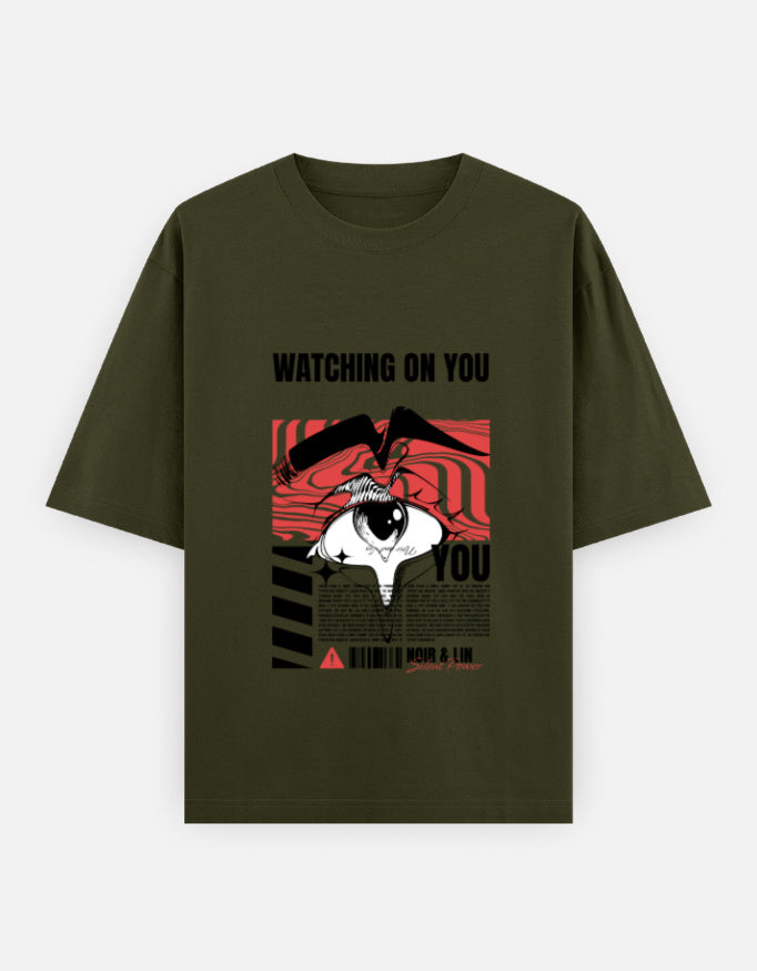 Watching On You Oversized T-Shirt – Noir & Lin India Olive Green