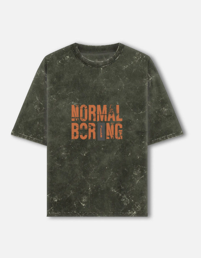 Normal is Boring - Acid-Wash Oversized Tee – Noir & Lin India Olive Green