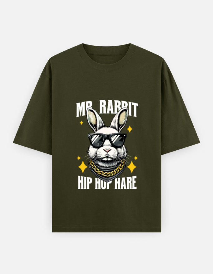 Mr. Rabbit Hip Hop Hare Oversized T-Shirt – Noir & Lin India Olive Green