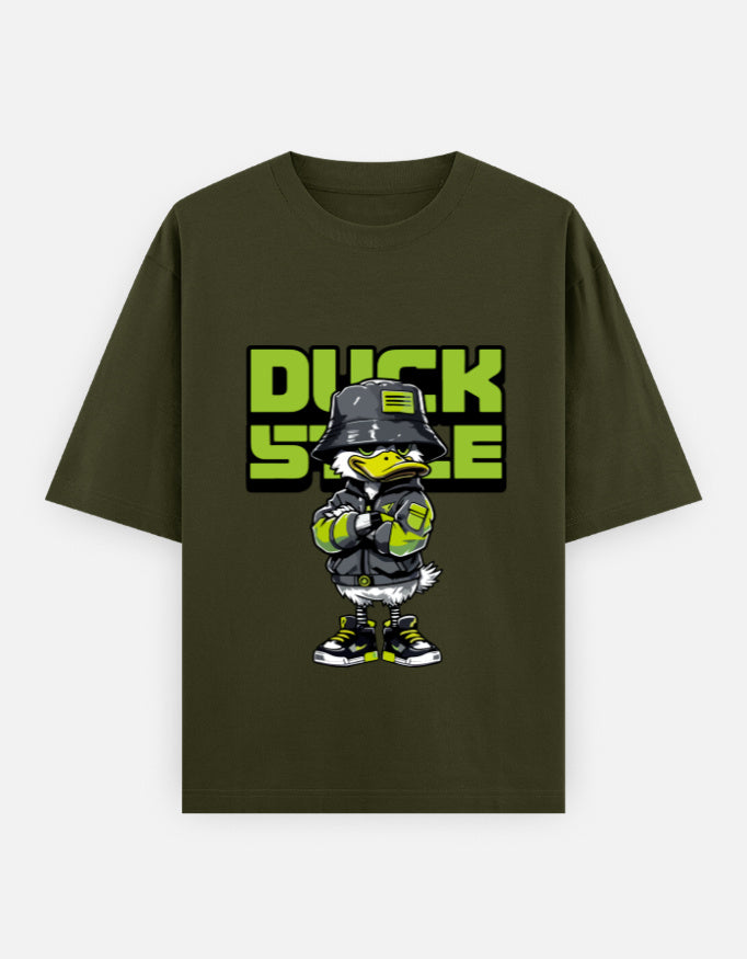 Duck Style Oversized Heavyweight T-Shirt – Noir & Lin India Olive Green