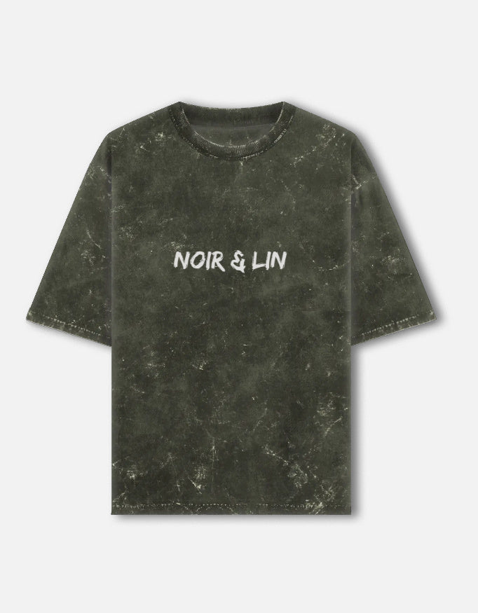 Noir & Lin Signature - Acid-Wash Oversized Tee – Noir & Lin India Olive Green
