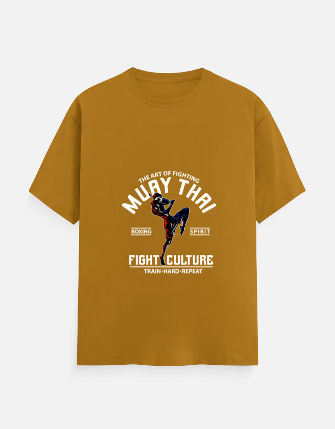 Muay Thai Fight Culture Graphic T-Shirt – Noir & Lin India Mustard Yellow