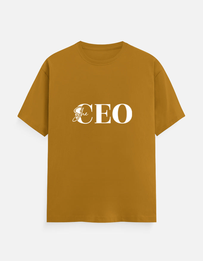 She CEO Classic Crew T-Shirt – Noir & Lin India Mustard Yellow