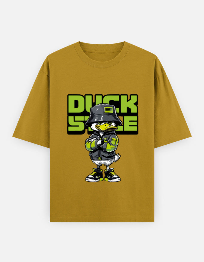 Duck Style Oversized Heavyweight T-Shirt – Noir & Lin India Mustard Yellow