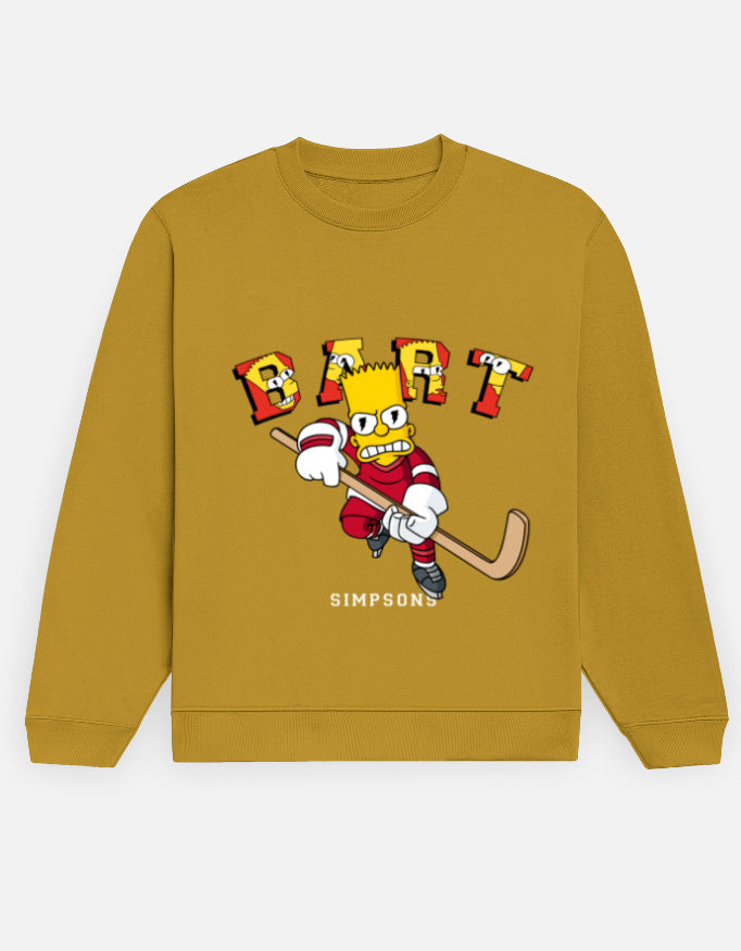 Bart Hockey – Simpsons Graphic Sweatshirt – Noir & Lin India Mustard Yellow