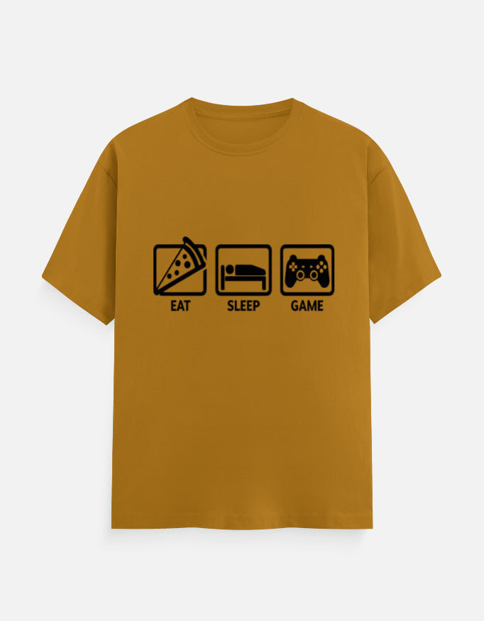 Eat Sleep Game Repeat Tee – Noir & Lin India Mustard Yellow