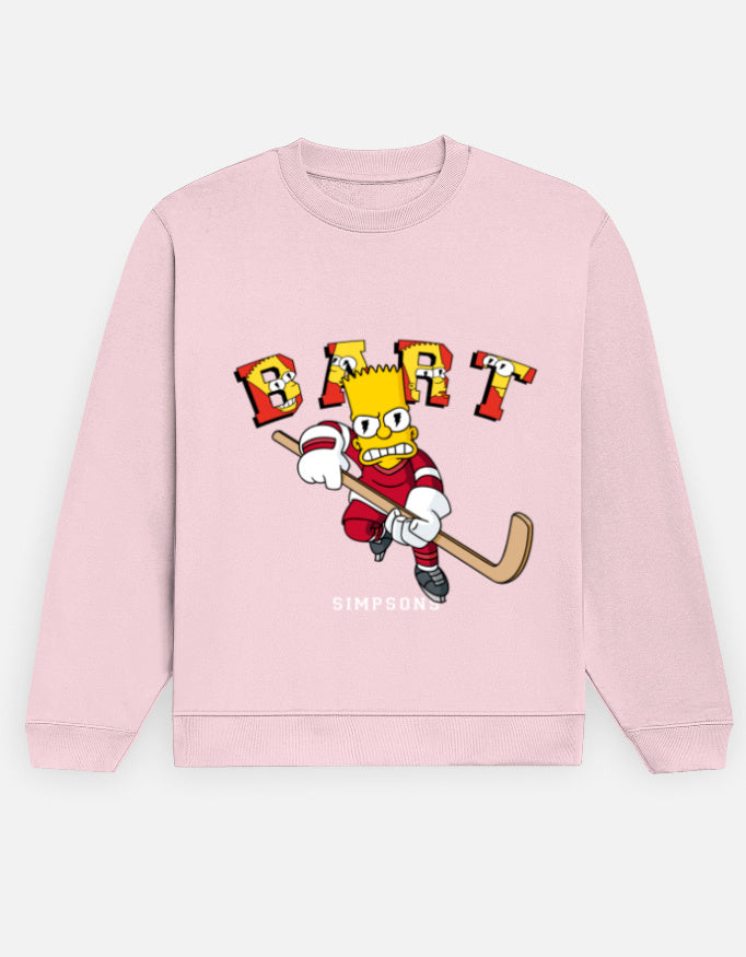 Bart Hockey – Simpsons Graphic Sweatshirt – Noir & Lin India Light Baby Pink