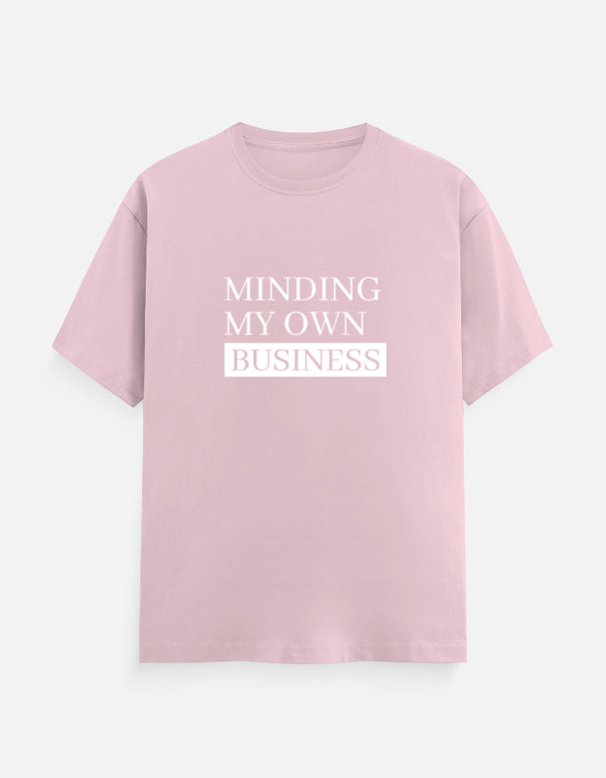 Minding My Own Business Tee – Unisex Regular Fit – Noir & Lin India Light Baby Pink
