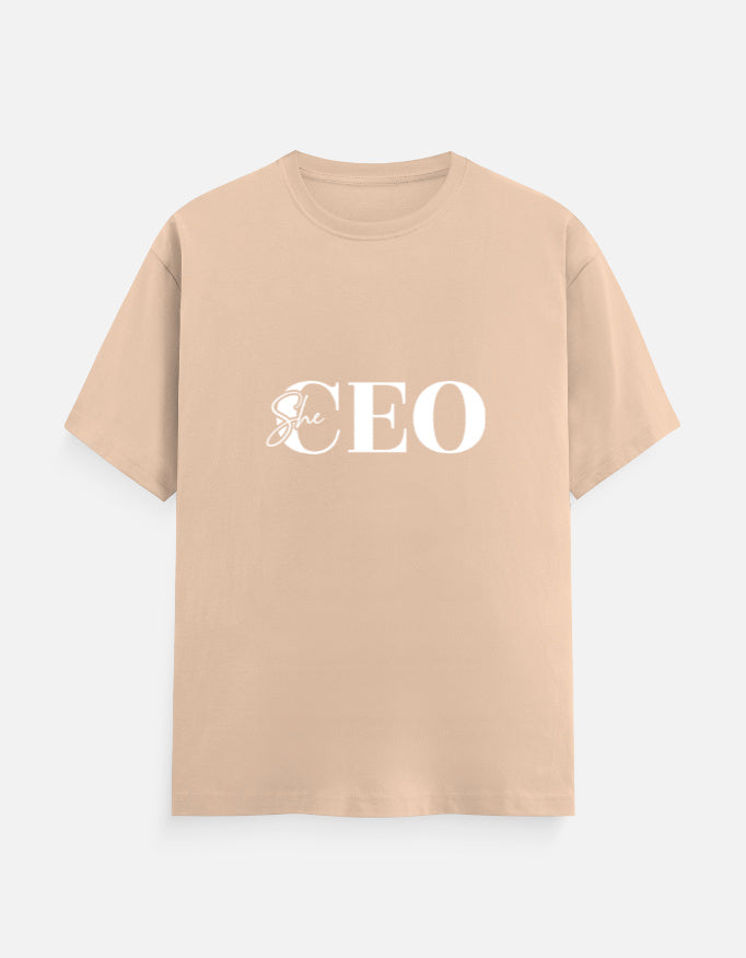 She CEO Classic Crew T-Shirt – Noir & Lin India Peach
